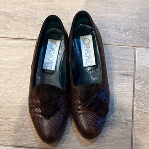 Joan & David Textured Chocolate Brown Women's Flats